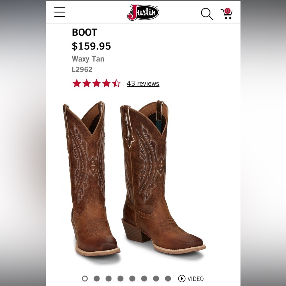 Justin Waxy Tan Western Cowboy Boots